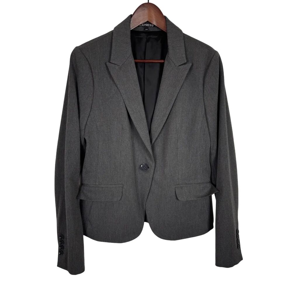 Express Editor Fitted Gray One Button Blazer Wome… - image 1